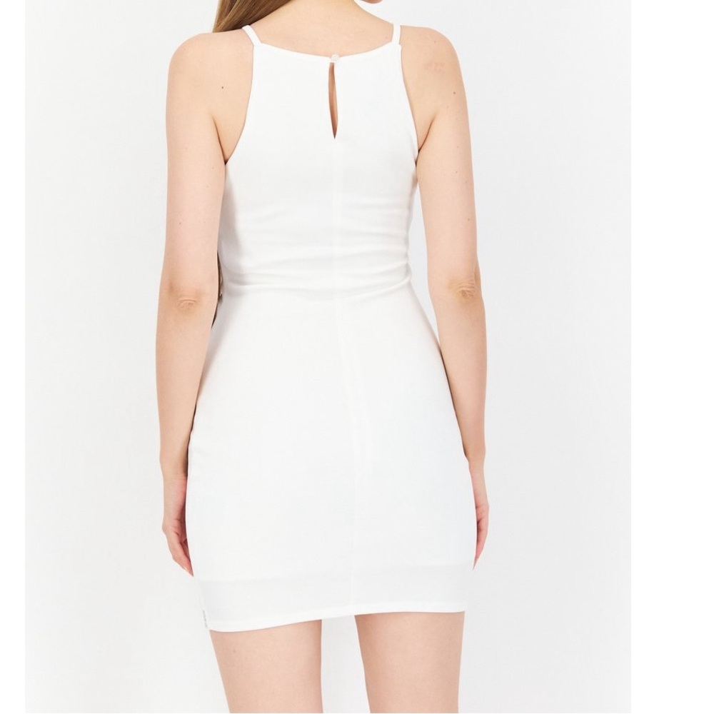 White asymmetrical sparkle glam mini dress - Picture 3 of 4